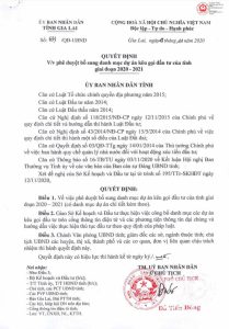 Quyết định về việc bổ sung danh mục kêu gọi đầu tư của tỉnh giai đoạn 2020 - 2021